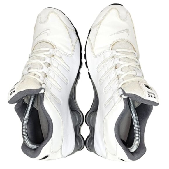 Nike Mens Shox NZ Leather 378341-102 Sz 8.5 White Cool Grey Running Shoes - Picture 7 of 10